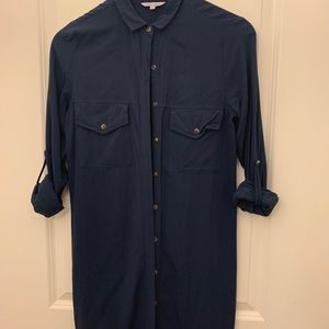 Naked Zebra Tie Short Dress - Navy Blue